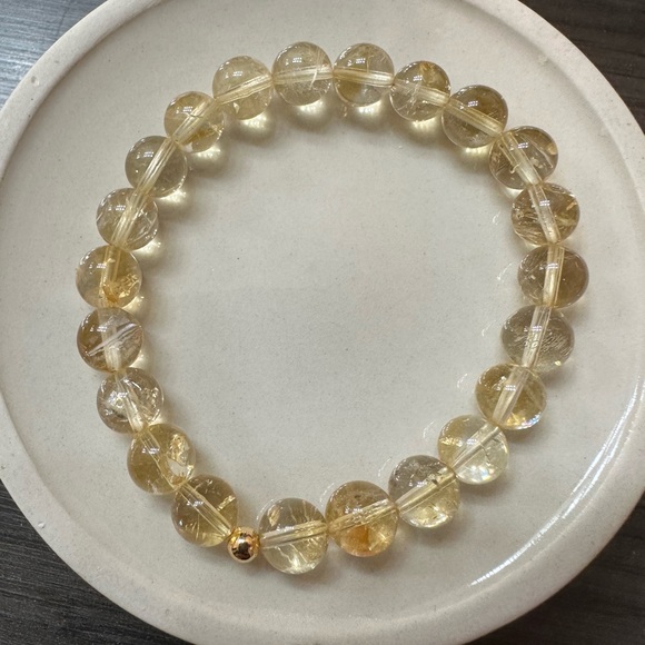 100% Natural 8mm unheated citrine beads bracelet - Picture 4 of 7